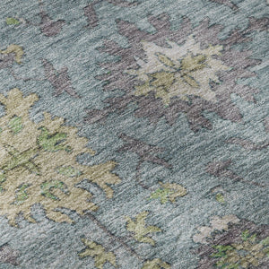 HomeRoots 5' X 8' Pale Aqua & Teal Oriental Area Rug - Machine Washable, UV Protected, Stain Resistant Style! 716589