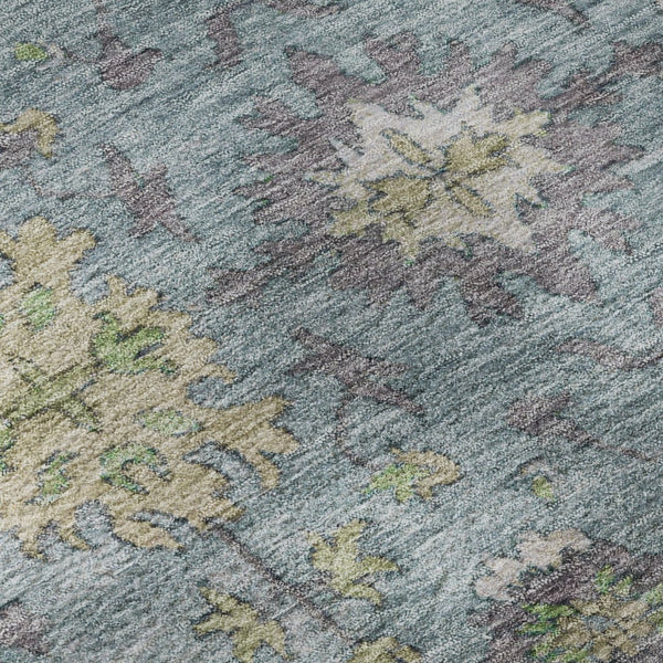 HomeRoots 5' X 8' Pale Aqua & Teal Oriental Area Rug - Machine Washable, UV Protected, Stain Resistant Style! 716589