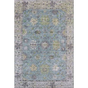 HomeRoots 8' Pale Aqua and Teal Oriental Washable Round Rug - Stylish, Durable, UV-Protected for Busy Homes 716590