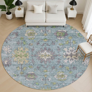 HomeRoots 8' X 10' Pale Aqua & Teal Washable Oriental Rug with UV Protection – Durable, Stylish, Easy Care! 716591