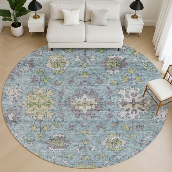 HomeRoots 8' X 10' Pale Aqua & Teal Washable Oriental Rug with UV Protection – Durable, Stylish, Easy Care! 716591