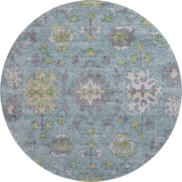 HomeRoots 8' X 10' Pale Aqua & Teal Washable Oriental Rug with UV Protection – Durable, Stylish, Easy Care! 716591