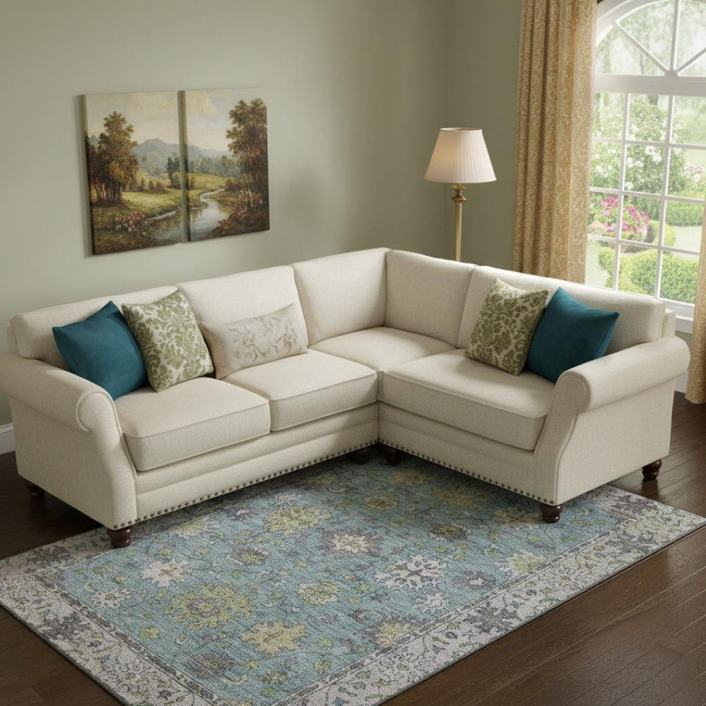 HomeRoots 9' X 12' Pale Aqua & Teal Oriental Area Rug – Washable, UV-Protected, Durable Design for Any Space 716592