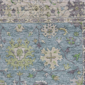 HomeRoots 9' X 12' Pale Aqua & Teal Oriental Area Rug – Washable, UV-Protected, Durable Design for Any Space 716592