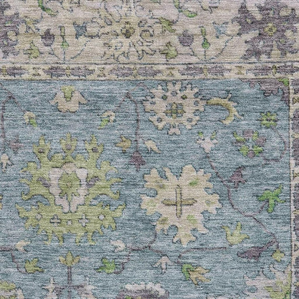 HomeRoots 9' X 12' Pale Aqua & Teal Oriental Area Rug – Washable, UV-Protected, Durable Design for Any Space 716592
