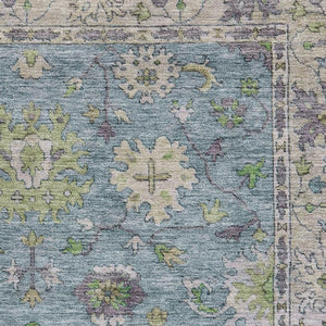 HomeRoots 9' X 12' Pale Aqua & Teal Oriental Area Rug – Washable, UV-Protected, Durable Design for Any Space 716592