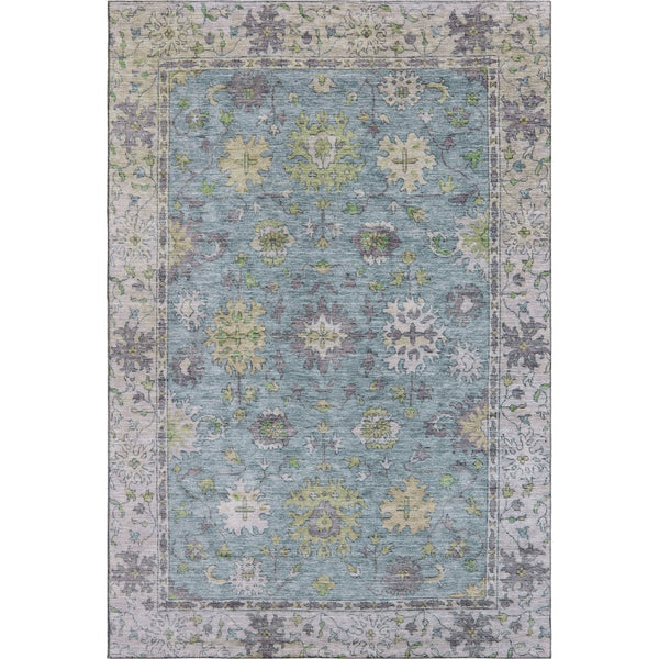 HomeRoots 10' X 14' Pale Aqua & Teal Oriental Area Rug – Washable, UV Protected, Stain Resistant & Durable Design 716593