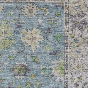 HomeRoots 10' X 14' Pale Aqua & Teal Oriental Area Rug – Washable, UV Protected, Stain Resistant & Durable Design 716593