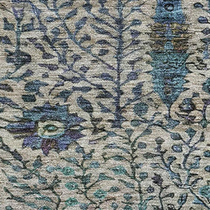 HomeRoots 5' X 8' Brown & Teal Floral Vines Area Rug - Washable, UV-Protected, Durable & Stylish for Any Room 716595