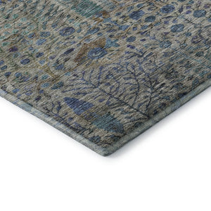HomeRoots 5' X 8' Brown & Teal Floral Vines Area Rug - Washable, UV-Protected, Durable & Stylish for Any Room 716595