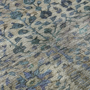 HomeRoots 5' X 8' Brown & Teal Floral Vines Area Rug - Washable, UV-Protected, Durable & Stylish for Any Room 716595