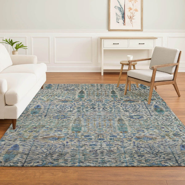 HomeRoots 5' X 8' Brown & Teal Floral Vines Area Rug - Washable, UV-Protected, Durable & Stylish for Any Room 716595