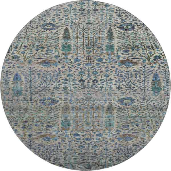 HomeRoots 8' X 10' Floral Vines Area Rug in Brown & Teal - Washable, UV Protected, Durable & Stylish Home Décor 716597