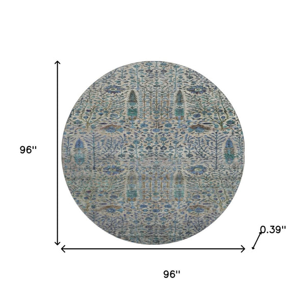 HomeRoots 8' X 10' Floral Vines Area Rug in Brown & Teal - Washable, UV Protected, Durable & Stylish Home Décor 716597