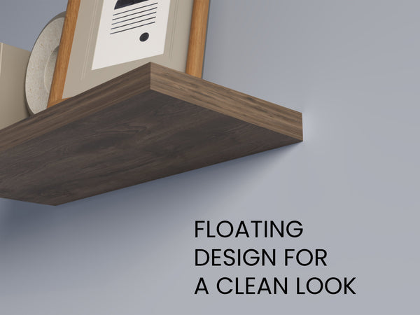 English Elm FM FURNITURE Iva Gray Walnut Floating Shelf Set x2 – Recessed Space-Saving 31.5" Wide Modern Display B128P361102