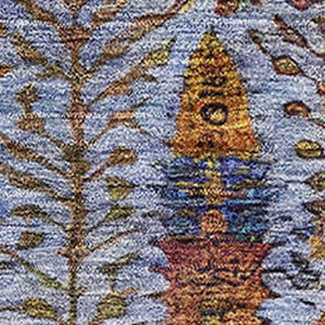 HomeRoots 5' X 8' Vibrant Blue and Red Floral Vines Washable Area Rug with UV Protection for Home Decor 716601
