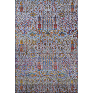 HomeRoots 9' X 12' Blue And Red Floral Vines Area Rug - Washable, UV Protected, Durable for Busy Homes 716604
