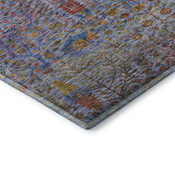 HomeRoots 9' X 12' Blue And Red Floral Vines Area Rug - Washable, UV Protected, Durable for Busy Homes 716604