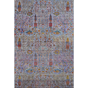 HomeRoots 9' X 12' Blue And Red Floral Vines Area Rug - Washable, UV Protected, Durable for Busy Homes 716604