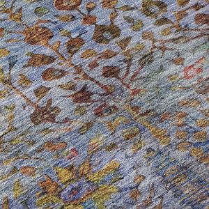 HomeRoots 9' X 12' Blue And Red Floral Vines Area Rug - Washable, UV Protected, Durable for Busy Homes 716604