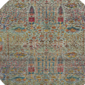 HomeRoots 8' X 10' Washable Floral Vines Area Rug with UV Protection - Stain Resistant, Ideal for Homes & Outdoors 716609