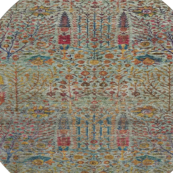 HomeRoots 8' X 10' Washable Floral Vines Area Rug with UV Protection - Stain Resistant, Ideal for Homes & Outdoors 716609