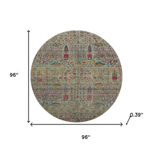 HomeRoots 8' X 10' Washable Floral Vines Area Rug with UV Protection - Stain Resistant, Ideal for Homes & Outdoors 716609