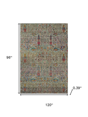 HomeRoots 9' X 12' Floral Vines Washable Area Rug - UV Protected, Stain Resistant, Perfect for Family Spaces! 716610