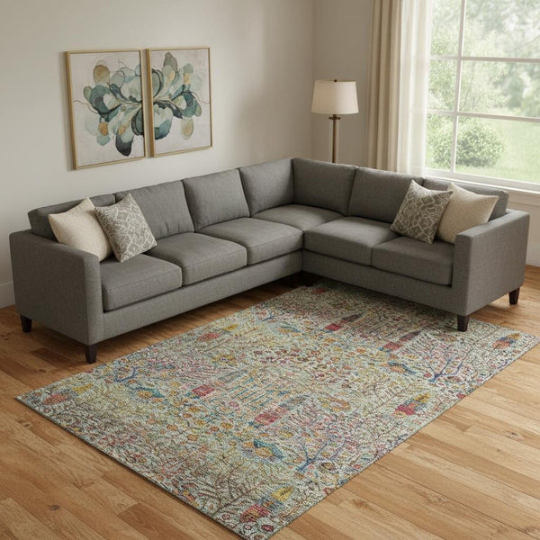 HomeRoots 9' X 12' Floral Vines Washable Area Rug - UV Protected, Stain Resistant, Perfect for Family Spaces! 716610