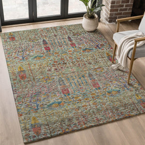 HomeRoots 10' X 14' Floral Vines Area Rug - Washable, UV Protected, Stain Resistant, Perfect for Homes with Kids! 716611