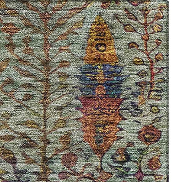 HomeRoots 10' X 14' Floral Vines Area Rug - Washable, UV Protected, Stain Resistant, Perfect for Homes with Kids! 716611