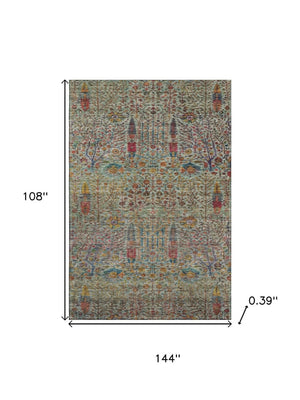 HomeRoots 10' X 14' Floral Vines Area Rug - Washable, UV Protected, Stain Resistant, Perfect for Homes with Kids! 716611