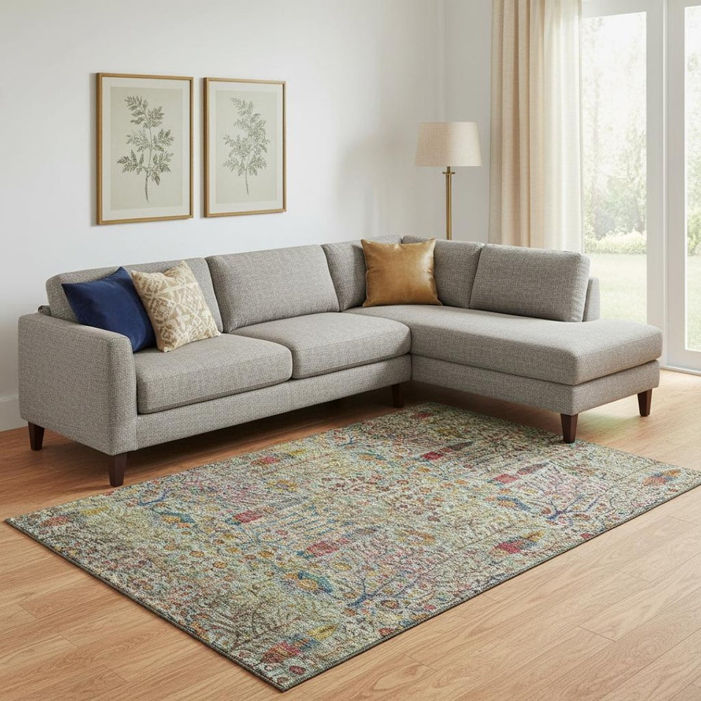 HomeRoots 10' X 14' Floral Vines Area Rug - Washable, UV Protected, Stain Resistant, Perfect for Homes with Kids! 716611