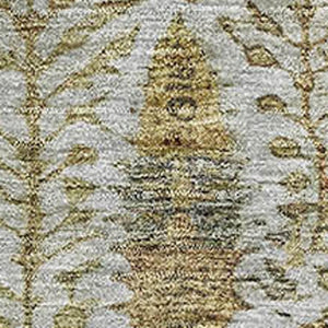 HomeRoots 5' X 8' Elegant Linen & Gold Floral Vines Washable Area Rug with UV Protection for Any Space 716613