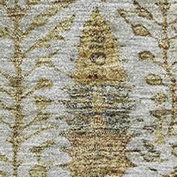 HomeRoots 5' X 8' Elegant Linen & Gold Floral Vines Washable Area Rug with UV Protection for Any Space 716613