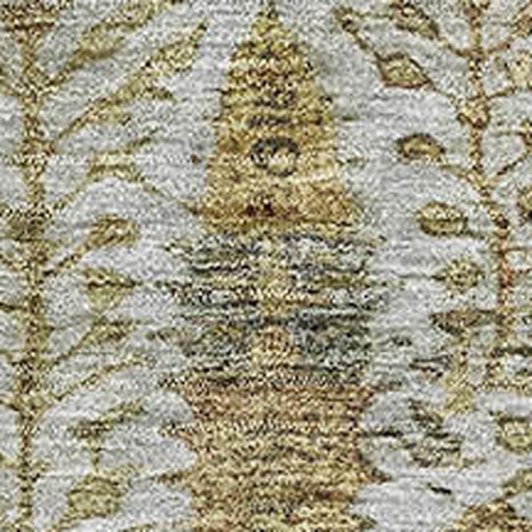 HomeRoots 8' Elegant Linen and Gold Floral Vines Round Rug - Washable, UV-Protected, Pet-Friendly Design 716614