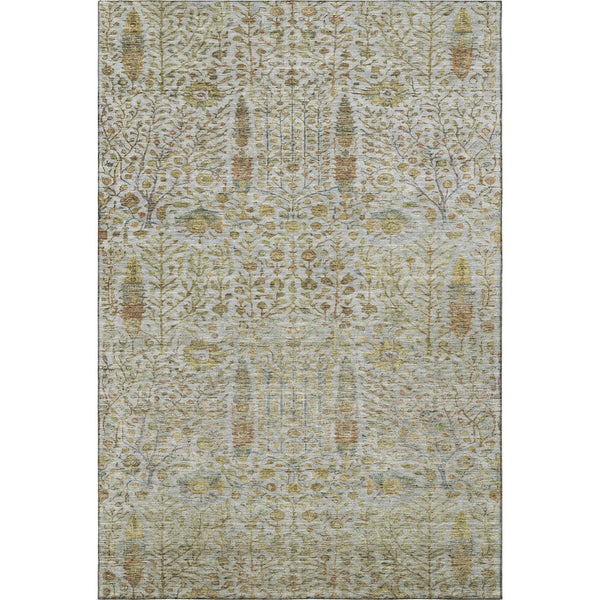 HomeRoots 10' X 14' Linen And Gold Floral Vines Area Rug - Stylish, Washable, UV-Protected & Durable Design 716617