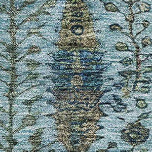 HomeRoots 8' Teal And Pale Aqua Floral Vines Round Rug - Washable, UV-Protected, Durable & Stylish Home Decor 716620