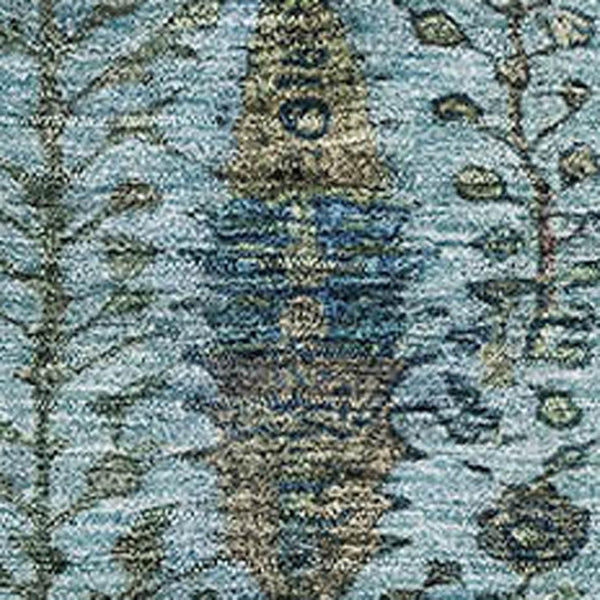 HomeRoots 8' Teal And Pale Aqua Floral Vines Round Rug - Washable, UV-Protected, Durable & Stylish Home Decor 716620