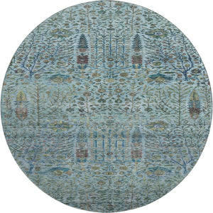 HomeRoots 8' X 10' Teal Floral Vines Area Rug - Machine Washable, UV Protected, Stain Resistant & Non-Slip 716621