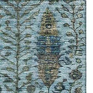 HomeRoots 9' X 12' Teal & Aqua Floral Vines Washable Area Rug - Durable, UV Protected for Active Homes! 716622