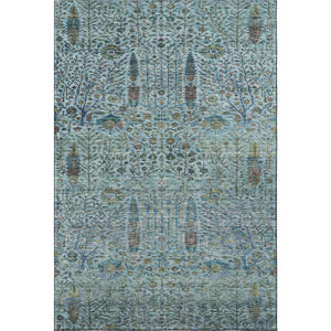 HomeRoots 10' X 14' Teal Floral Vines Area Rug - Washable, UV Protected, Stain-Resistant for High-Traffic Spaces 716623