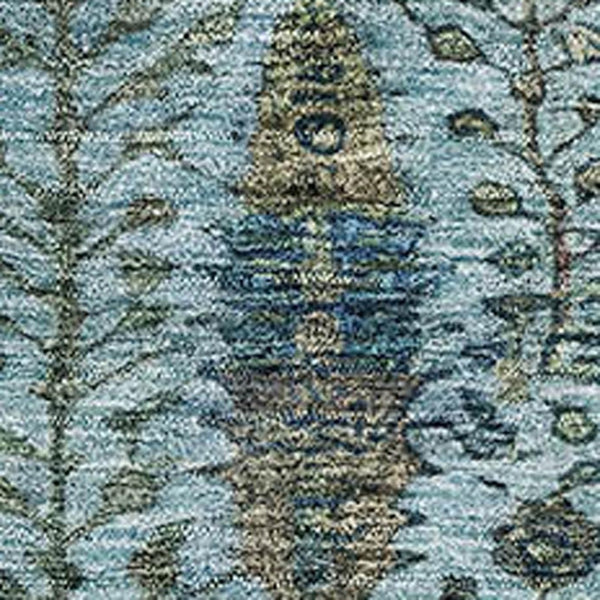 HomeRoots 10' X 14' Teal Floral Vines Area Rug - Washable, UV Protected, Stain-Resistant for High-Traffic Spaces 716623