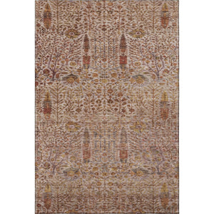 HomeRoots 5' X 8' Terra Cotta Floral Vines Washable Area Rug with UV Protection for Stylish Homes & Pets 716625