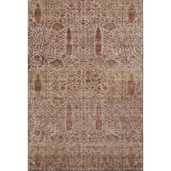 HomeRoots 5' X 8' Terra Cotta Floral Vines Washable Area Rug with UV Protection for Stylish Homes & Pets 716625