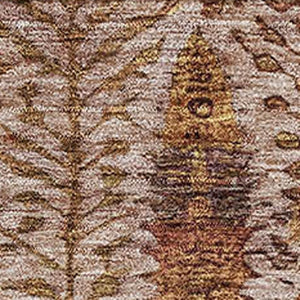 HomeRoots 5' X 8' Terra Cotta Floral Vines Washable Area Rug with UV Protection for Stylish Homes & Pets 716625