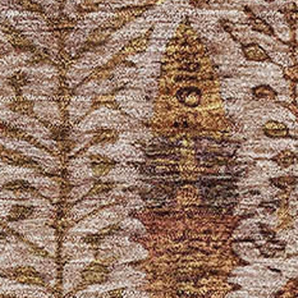 HomeRoots 5' X 8' Terra Cotta Floral Vines Washable Area Rug with UV Protection for Stylish Homes & Pets 716625