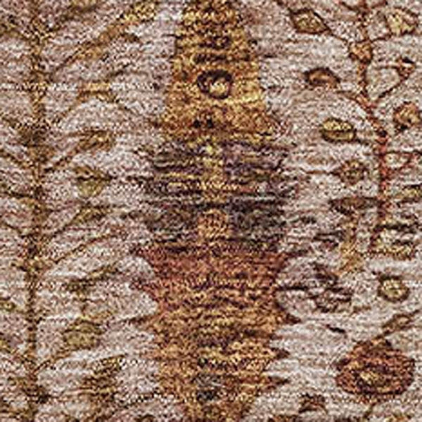 HomeRoots 8' Terra Cotta and Beige Floral Vines Rug – Washable, UV-Protected, Durable for Homes with Kids & Pets 716626