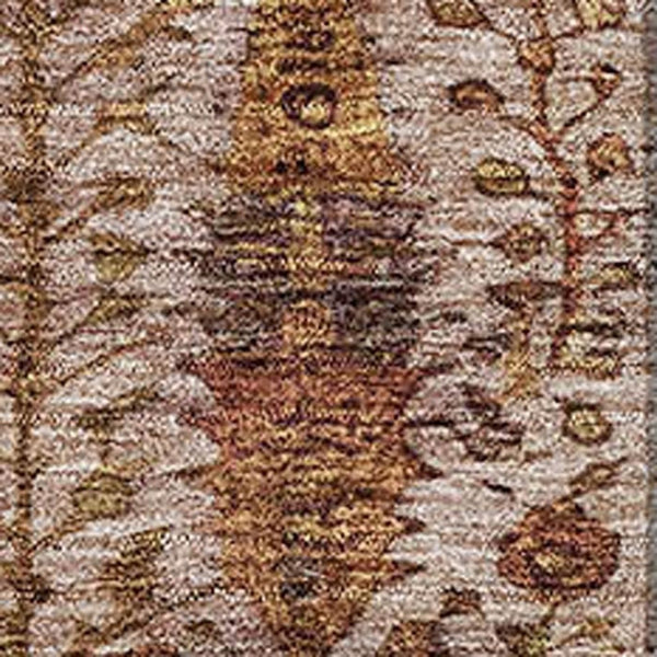 HomeRoots 8' Terra Cotta and Beige Floral Vines Rug – Washable, UV-Protected, Durable for Homes with Kids & Pets 716626