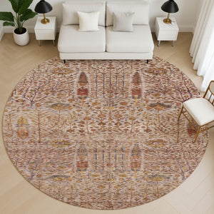HomeRoots 8' X 10' Terra Cotta & Beige Floral Vines Rug - Washable, UV Protected, Ideal for Families & Pets 716627